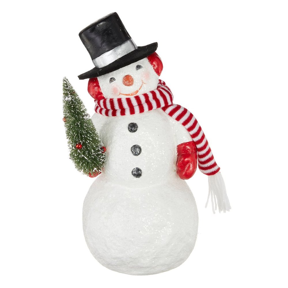 Vintage Inspired Snowman with Bottle Brush Tree NWT